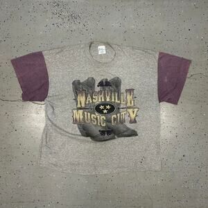 VTG 90s Grey and burgundy Nashville Music City tee